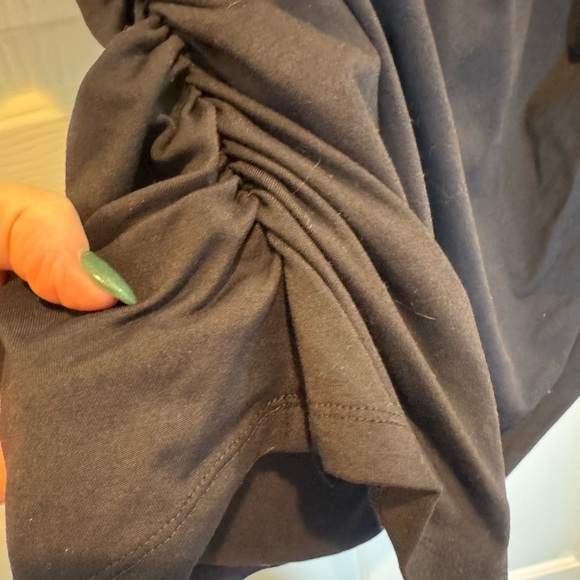 Anthropologie Black Ruched Material Short Sleeve Blouse Size 3X - Picture 5 of 10